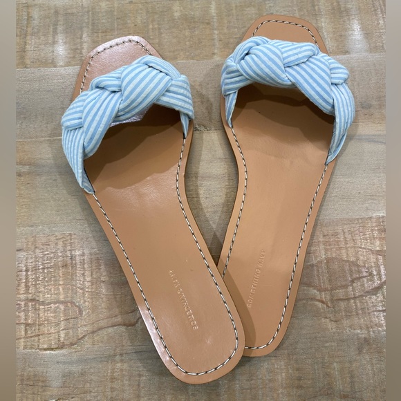 Something Navy Cici Bow nautical blue white striped slide on sandals flats shoes - Picture 7 of 13